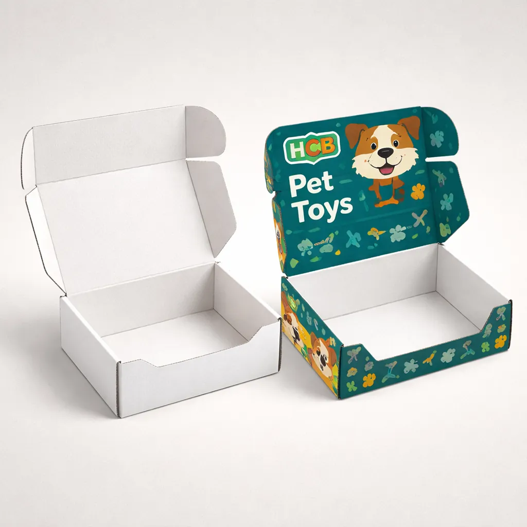 Two upright medicinal-style boxes, one blank and one featuring a medical cross logo and teal wave design.